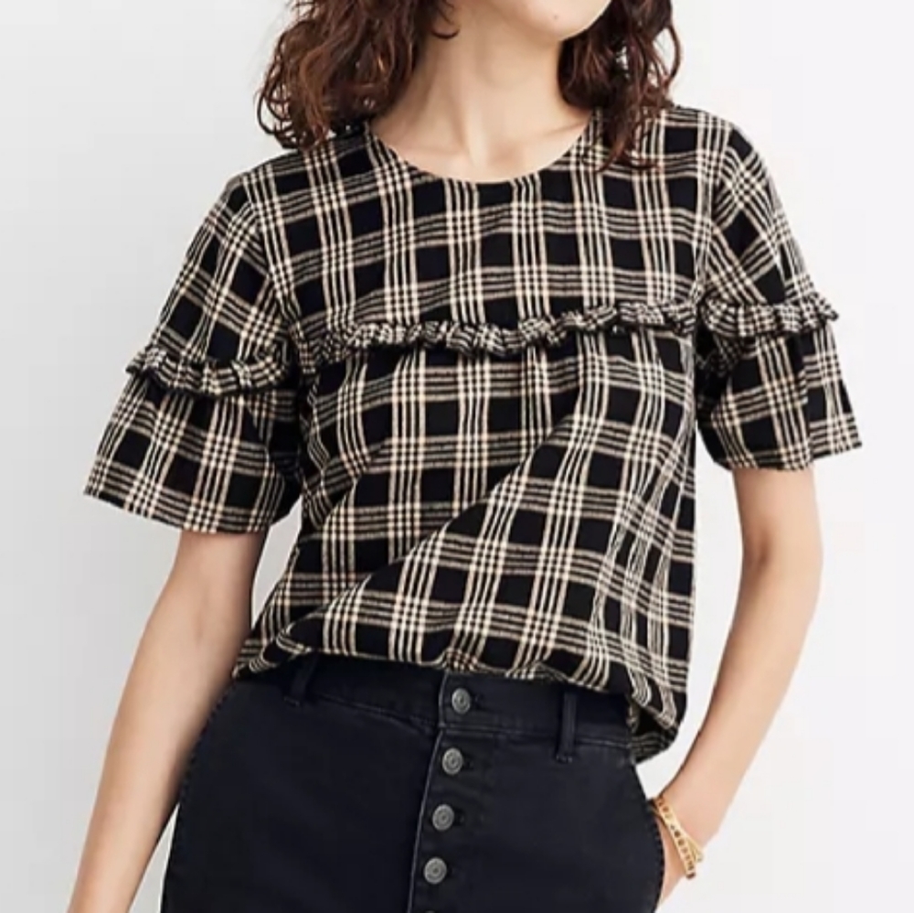 Madewell Metallic Plaid Top Size XXS